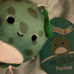 Squishmallow 3.5" Forina the green jellyfish Sea Life Plush Clip BNWT